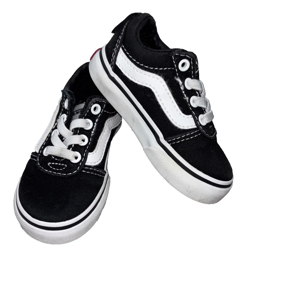 Vans Old Skool Toddler Shoes Black/White Size 5